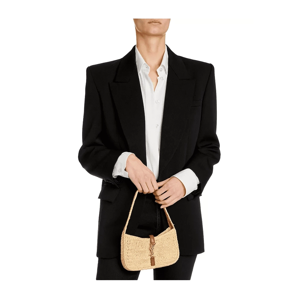 Saint Laurent Le 5 A 7 Mini Hobo In Raffia,YSL,BAGS