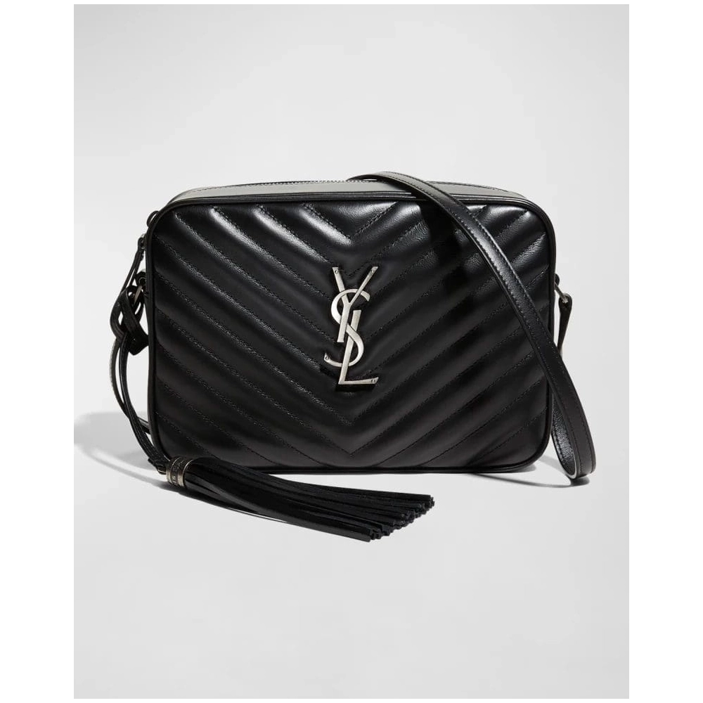Saint Laurent Lou Medium YSL Monogram Calfskin Camera Crossbody Bag Aged Silver Hardware,YSL,BAGS