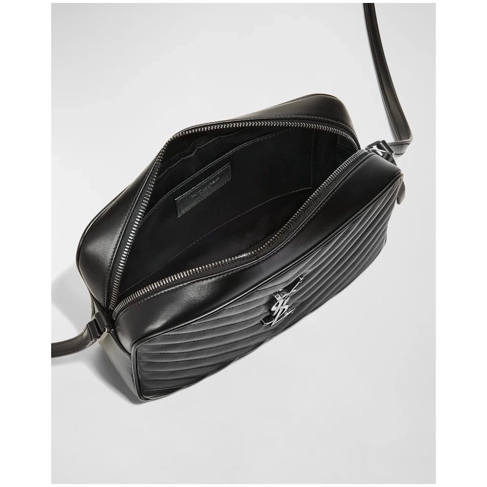 Saint Laurent Lou Medium YSL Monogram Calfskin Camera Crossbody Bag Aged Silver Hardware,YSL,BAGS