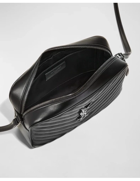 Saint Laurent Lou Medium YSL Monogram Calfskin Camera Crossbody Bag Aged Silver Hardware,YSL,BAGS