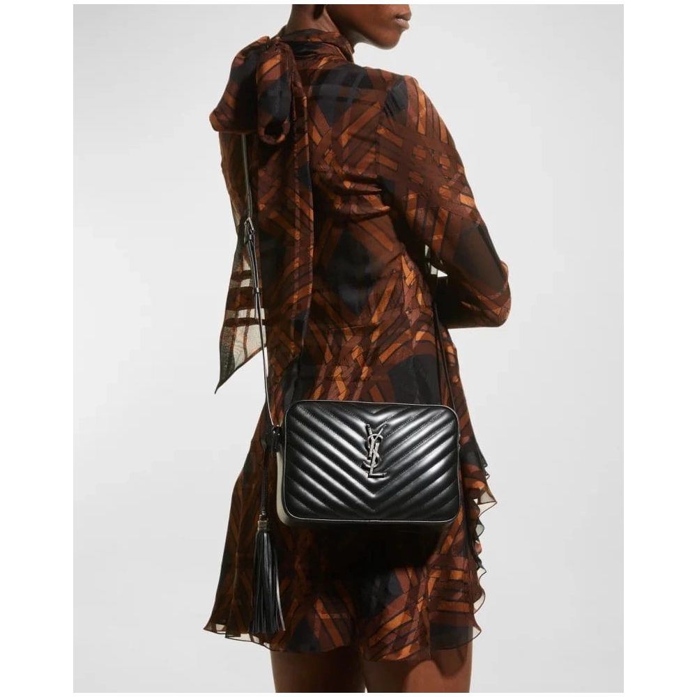 Saint Laurent Lou Medium YSL Monogram Calfskin Camera Crossbody Bag Aged Silver Hardware,YSL,BAGS