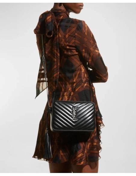 Saint Laurent Lou Medium YSL Monogram Calfskin Camera Crossbody Bag Aged Silver Hardware,YSL,BAGS