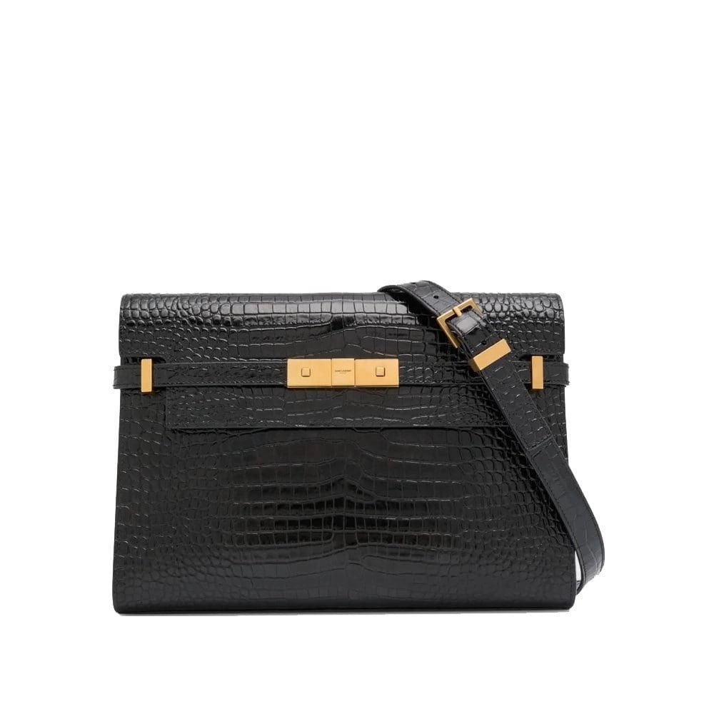 Saint Laurent Manhattan Medium Shoulder Bag In Croc Embossed Leather,YSL,BAGS