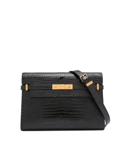 Saint Laurent Manhattan Medium Shoulder Bag In Croc Embossed Leather,YSL,BAGS