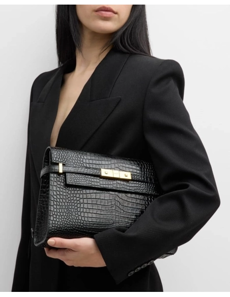 Saint Laurent Manhattan Medium Shoulder Bag In Croc Embossed Leather,YSL,BAGS
