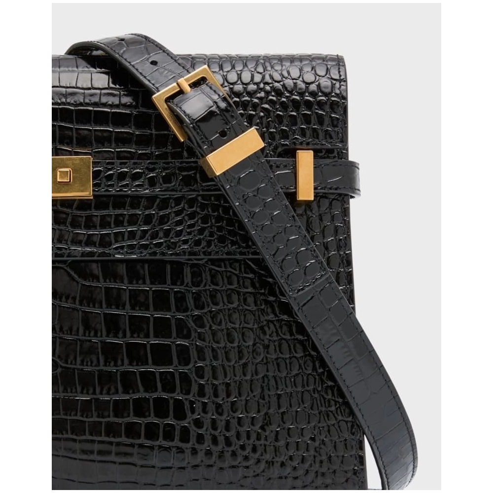 Saint Laurent Manhattan Medium Shoulder Bag In Croc Embossed Leather,YSL,BAGS