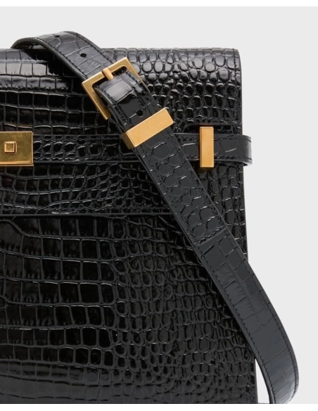 Saint Laurent Manhattan Medium Shoulder Bag In Croc Embossed Leather,YSL,BAGS