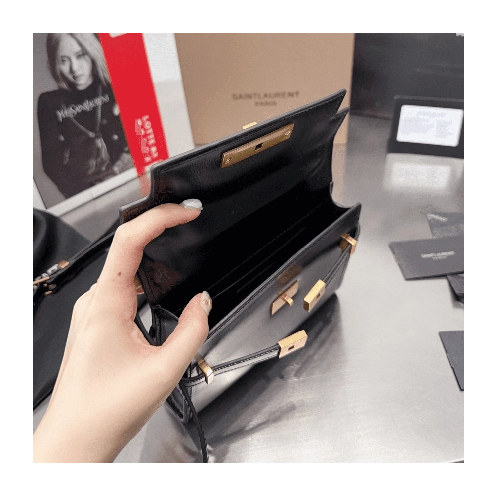 SAINT LAURENT MANHATTAN SMALL SHOULDER BAG IN BOX SAINT LAURENT LEATHER,YSL,BAGS