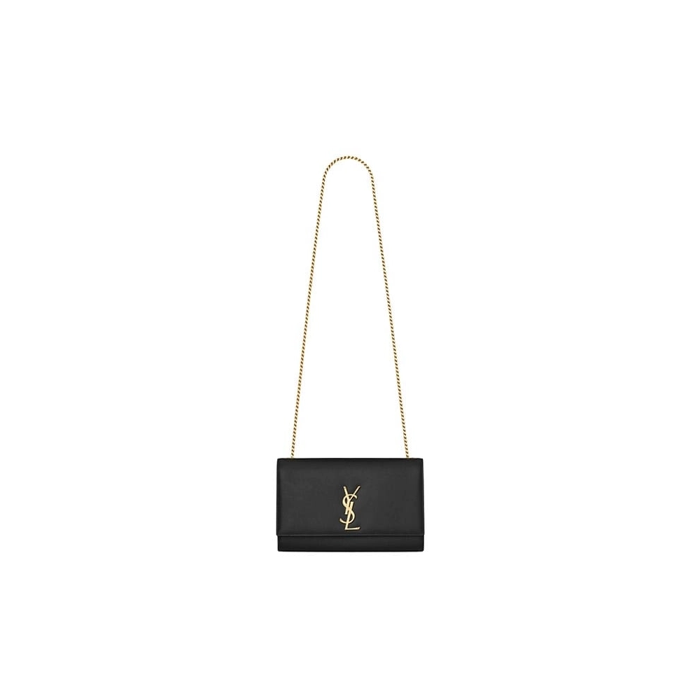 Saint Laurent Medium Kate Chain Bag In Black Textured Leather,YSL,BAGS