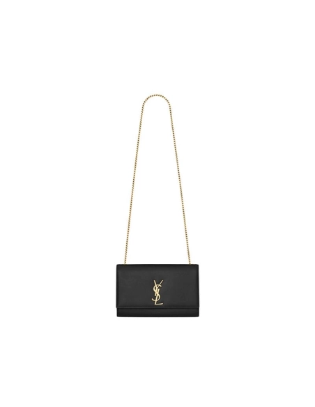 Saint Laurent Medium Kate Chain Bag In Black Textured Leather,YSL,BAGS