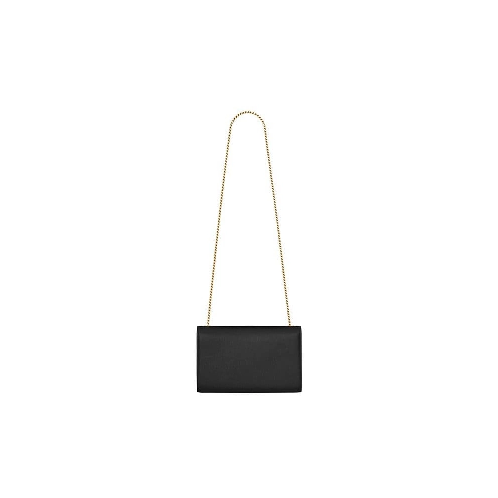 Saint Laurent Medium Kate Chain Bag In Black Textured Leather,YSL,BAGS