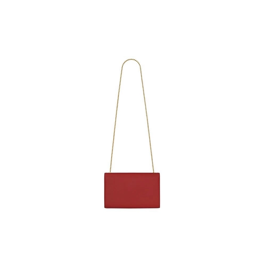 Saint Laurent Medium Kate Chain Bag In Red Textured Leather,YSL,BAGS