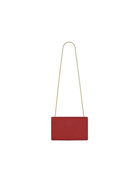 Saint Laurent Medium Kate Chain Bag In Red Textured Leather,YSL,BAGS