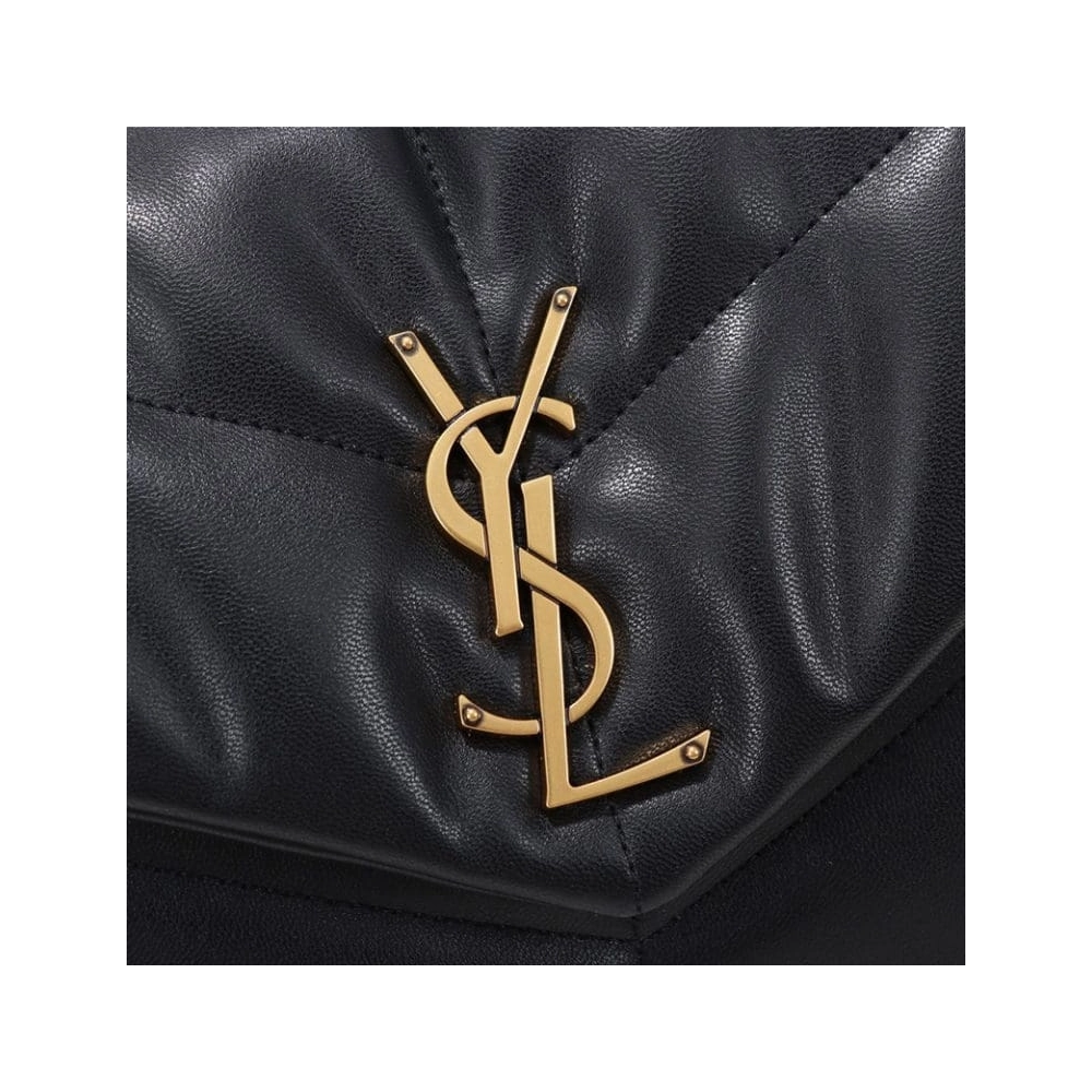 Saint Laurent Medium Loulou Puffer Bag In Quilted Lambskin Black Gold,YSL,BAGS