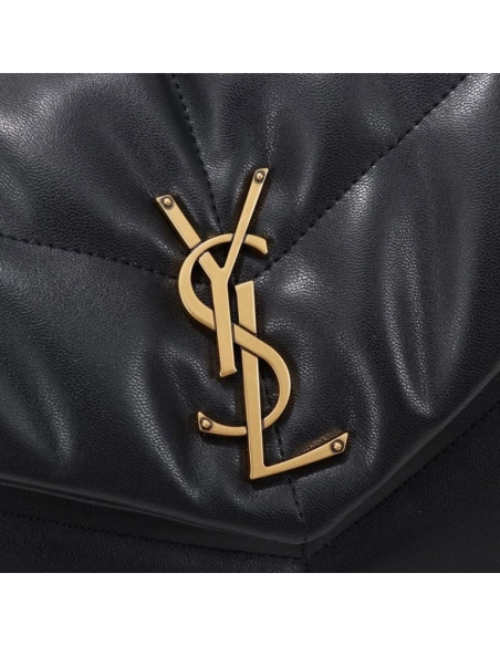 Saint Laurent Medium Loulou Puffer Bag In Quilted Lambskin Black Gold,YSL,BAGS