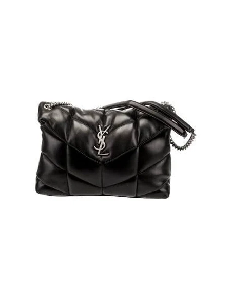 Saint Laurent Medium Loulou Puffer Bag In Quilted Lambskin Black Silver,YSL,BAGS