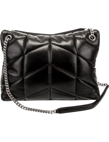Saint Laurent Medium Loulou Puffer Bag In Quilted Lambskin Black Silver,YSL,BAGS