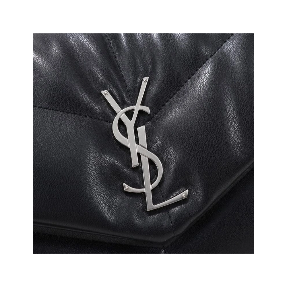 Saint Laurent Medium Loulou Puffer Bag In Quilted Lambskin Black Silver,YSL,BAGS
