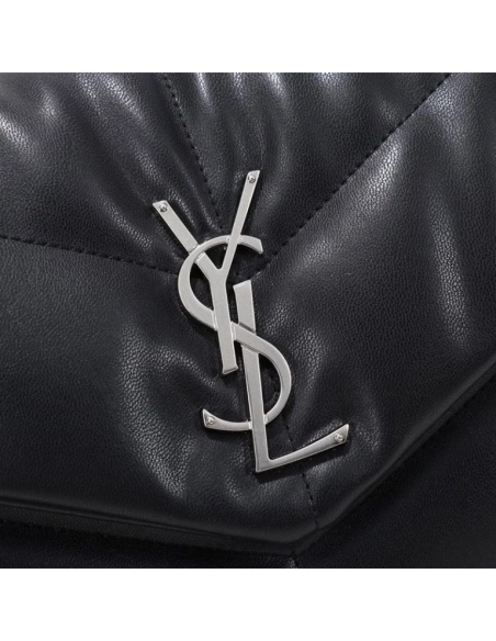 Saint Laurent Medium Loulou Puffer Bag In Quilted Lambskin Black Silver,YSL,BAGS