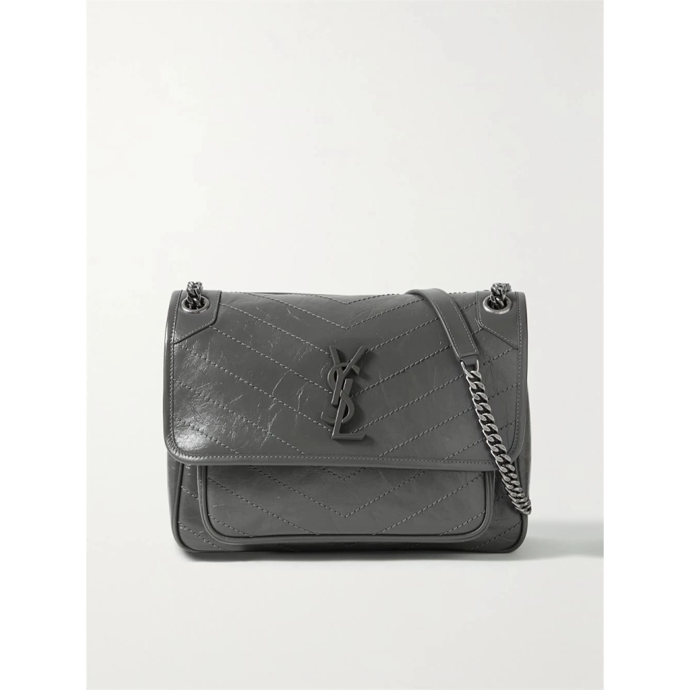 SAINT LAURENT Niki Baby Medium Quilted Crinkled Leather Shoulder Bag,YSL,BAGS