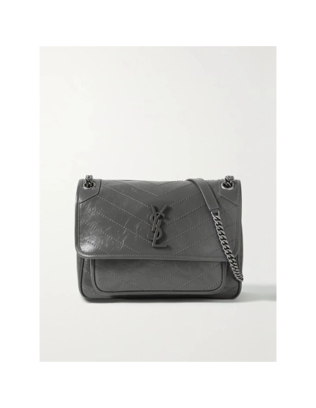 SAINT LAURENT Niki Baby Medium Quilted Crinkled Leather Shoulder Bag,YSL,BAGS