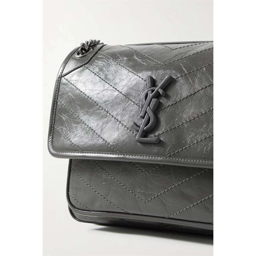 SAINT LAURENT Niki Baby Medium Quilted Crinkled Leather Shoulder Bag,YSL,BAGS