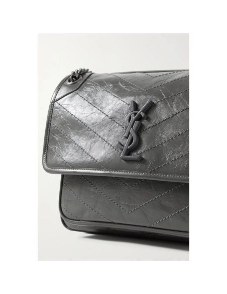 SAINT LAURENT Niki Baby Medium Quilted Crinkled Leather Shoulder Bag,YSL,BAGS