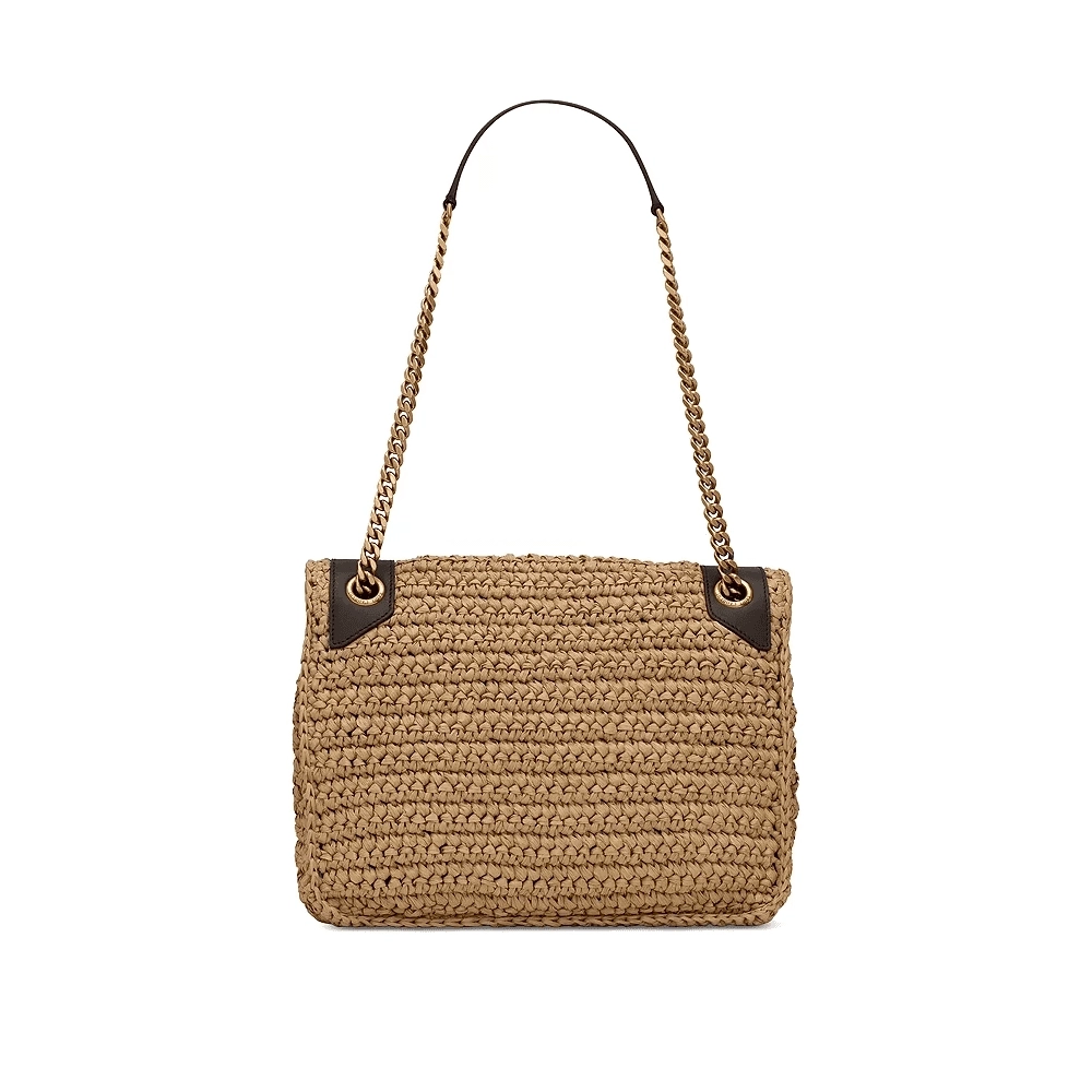 Saint Laurent Niki Medium Chain Bag In Raffia And Leather,YSL,BAGS