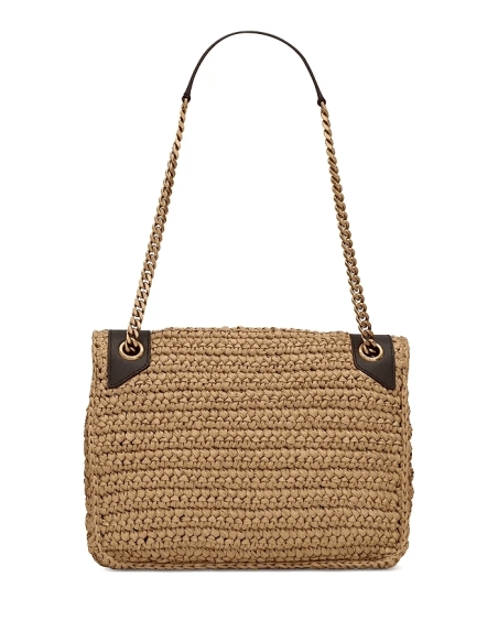Saint Laurent Niki Medium Chain Bag In Raffia And Leather,YSL,BAGS