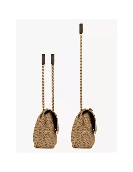 Saint Laurent Niki Medium Chain Bag In Raffia And Leather,YSL,BAGS