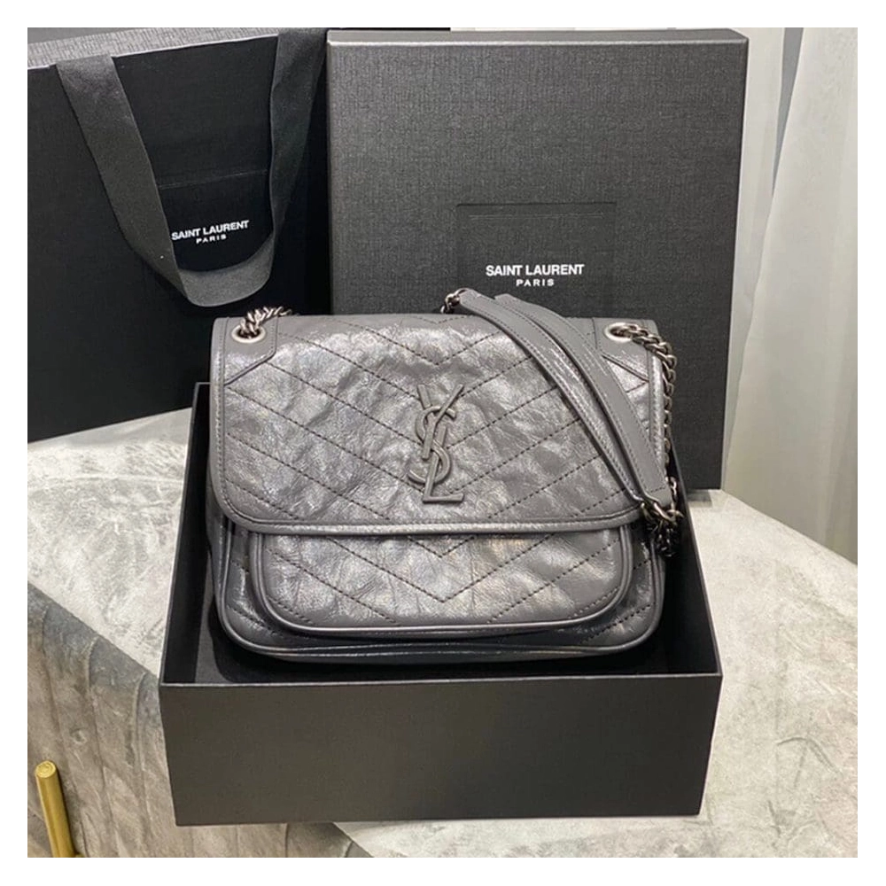 SAINT LAURENT NIKI MEDIUM IN CRINKLED VINTAGE LEATHER,YSL,BAGS