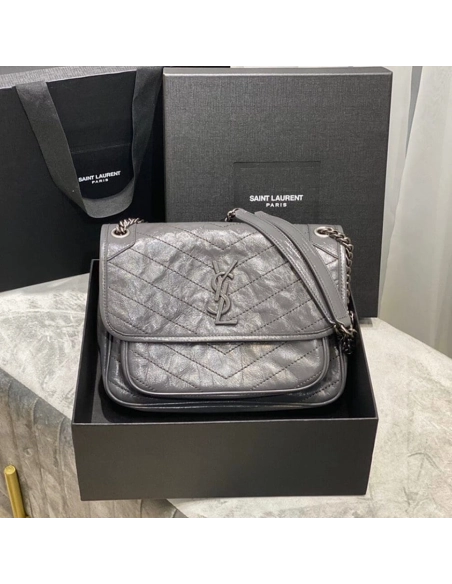 SAINT LAURENT NIKI MEDIUM IN CRINKLED VINTAGE LEATHER,YSL,BAGS