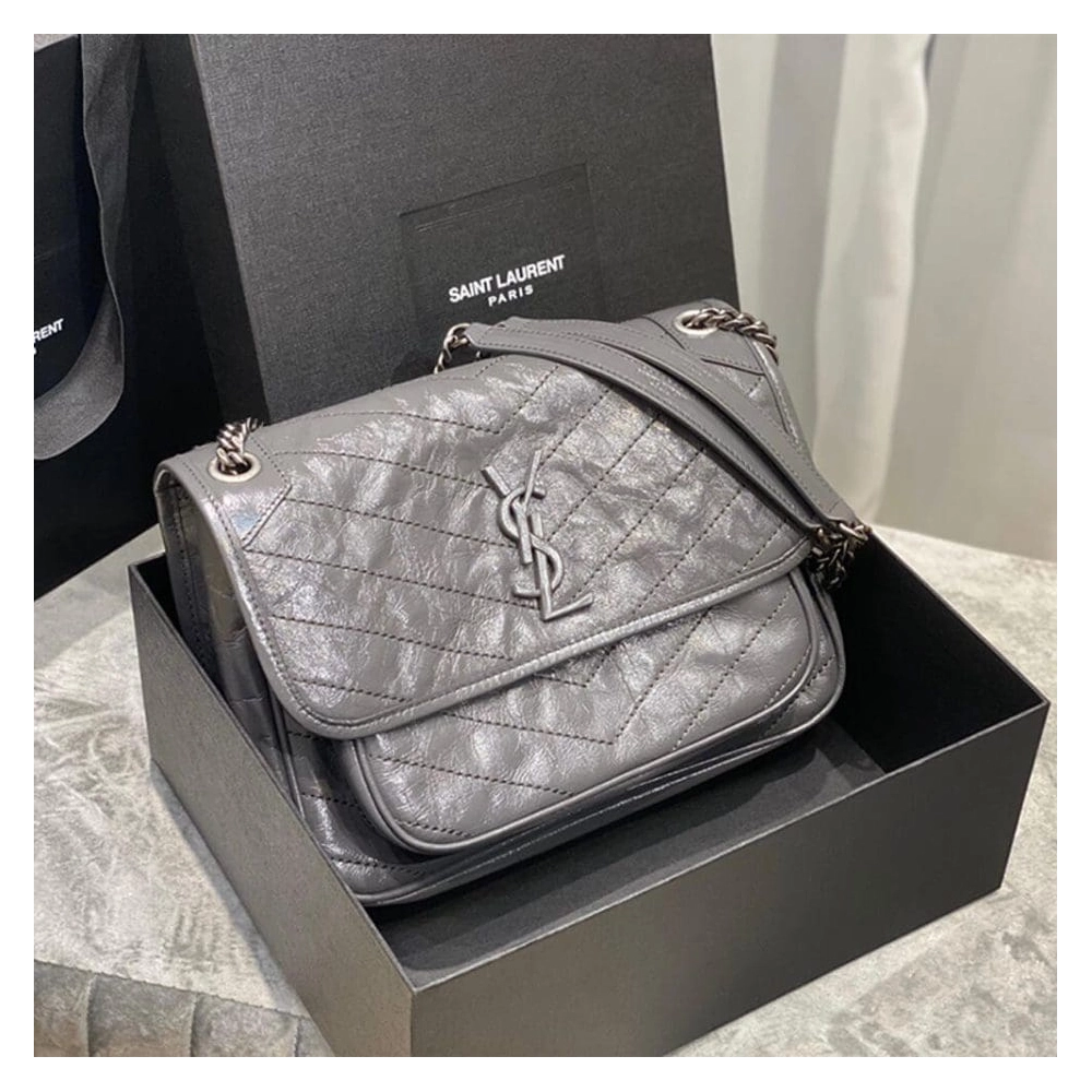 SAINT LAURENT NIKI MEDIUM IN CRINKLED VINTAGE LEATHER,YSL,BAGS