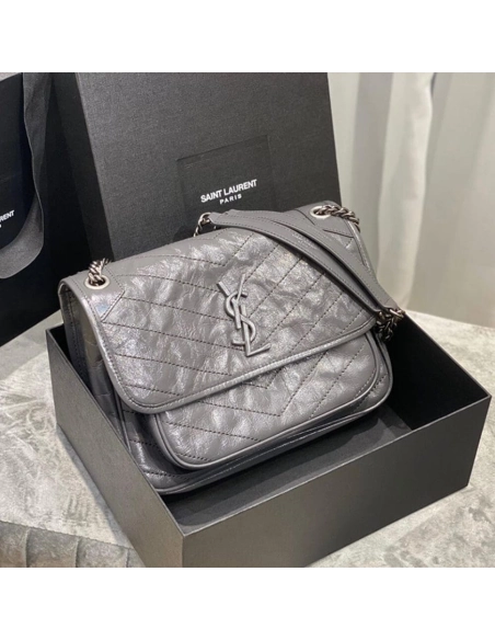 SAINT LAURENT NIKI MEDIUM IN CRINKLED VINTAGE LEATHER,YSL,BAGS