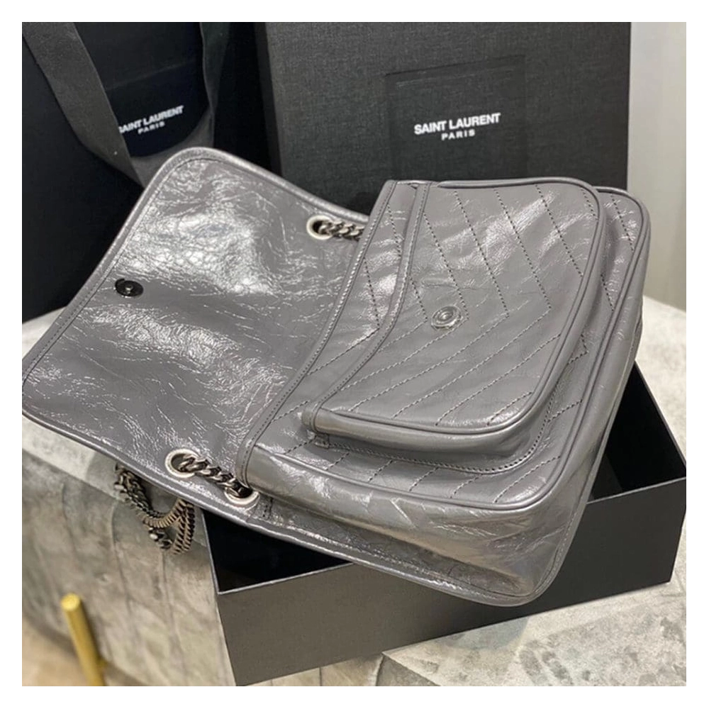 SAINT LAURENT NIKI MEDIUM IN CRINKLED VINTAGE LEATHER,YSL,BAGS