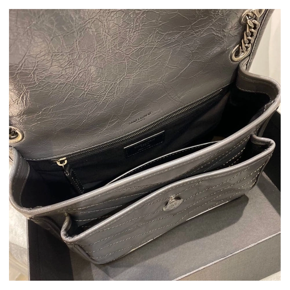SAINT LAURENT NIKI MEDIUM IN CRINKLED VINTAGE LEATHER,YSL,BAGS