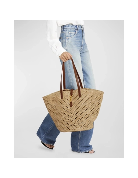 Saint Laurent Panier Medium YSL Tote Bag In Raffia,YSL,BAGS