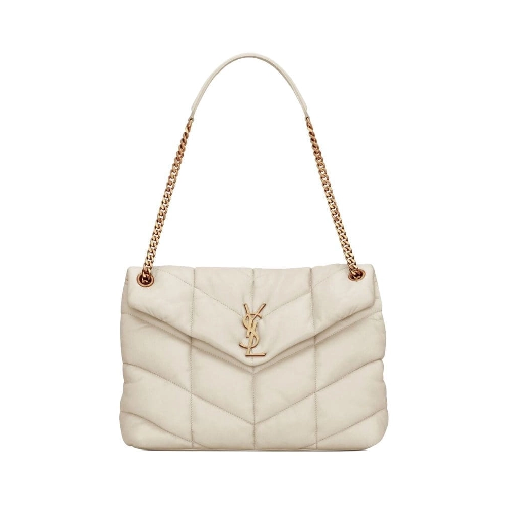 Saint Laurent PUFFER MEDIUM BAG IN QUILTED NAPPA LEATHER WHITE,YSL,BAGS