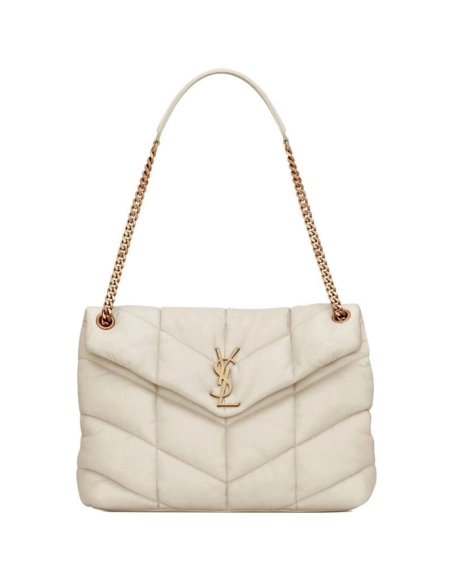 Saint Laurent PUFFER MEDIUM BAG IN QUILTED NAPPA LEATHER WHITE,YSL,BAGS