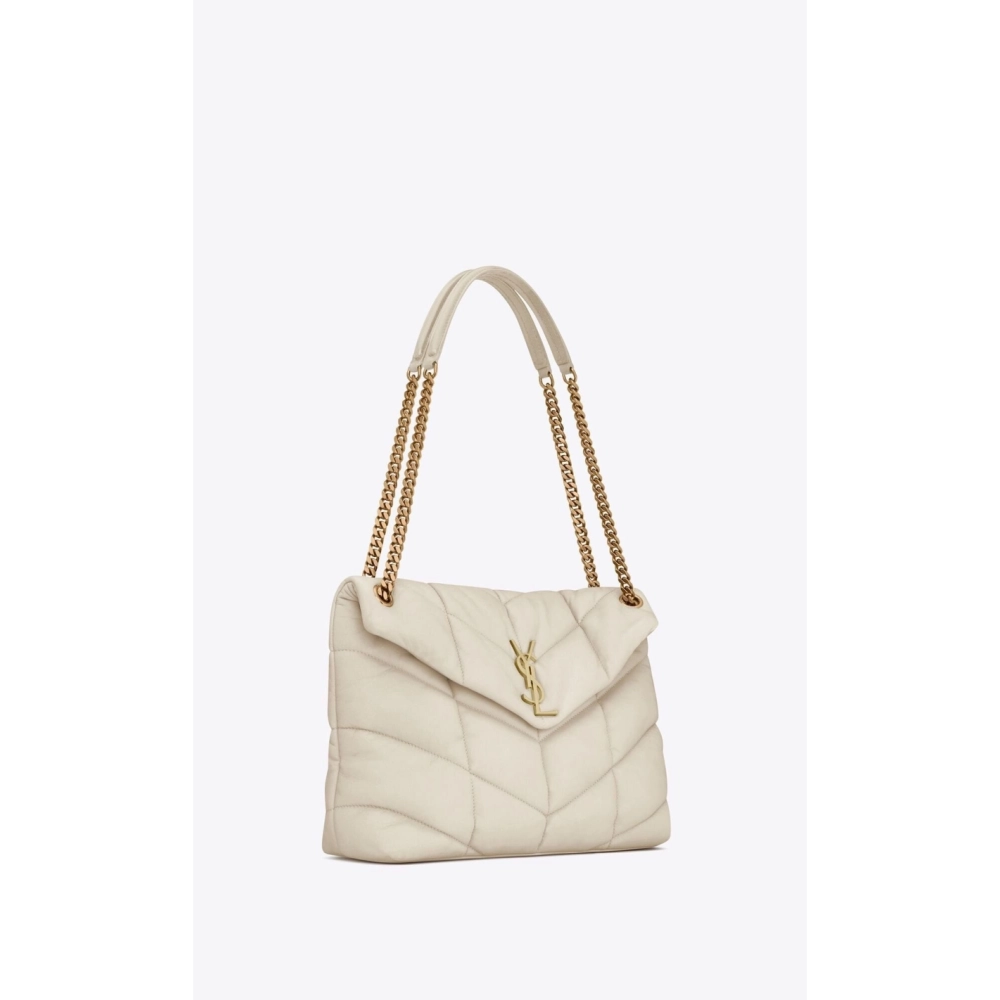 Saint Laurent PUFFER MEDIUM BAG IN QUILTED NAPPA LEATHER WHITE,YSL,BAGS