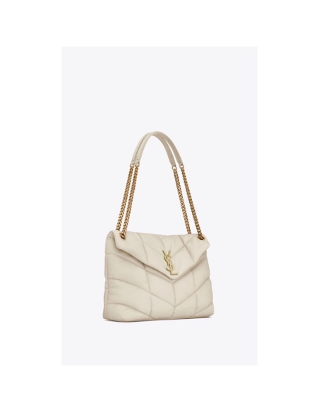Saint Laurent PUFFER MEDIUM BAG IN QUILTED NAPPA LEATHER WHITE,YSL,BAGS