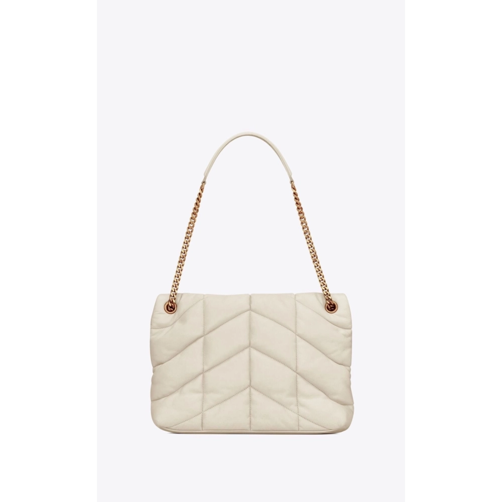 Saint Laurent PUFFER MEDIUM BAG IN QUILTED NAPPA LEATHER WHITE,YSL,BAGS