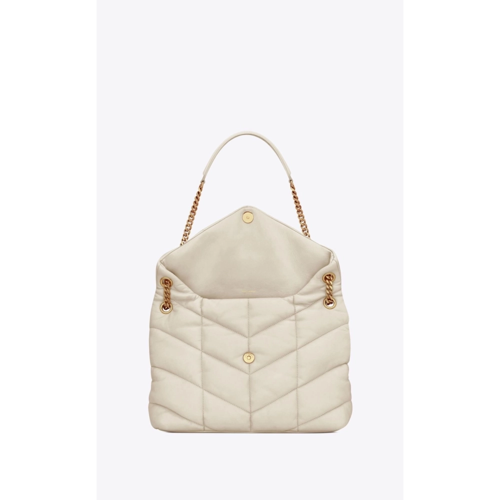 Saint Laurent PUFFER MEDIUM BAG IN QUILTED NAPPA LEATHER WHITE,YSL,BAGS