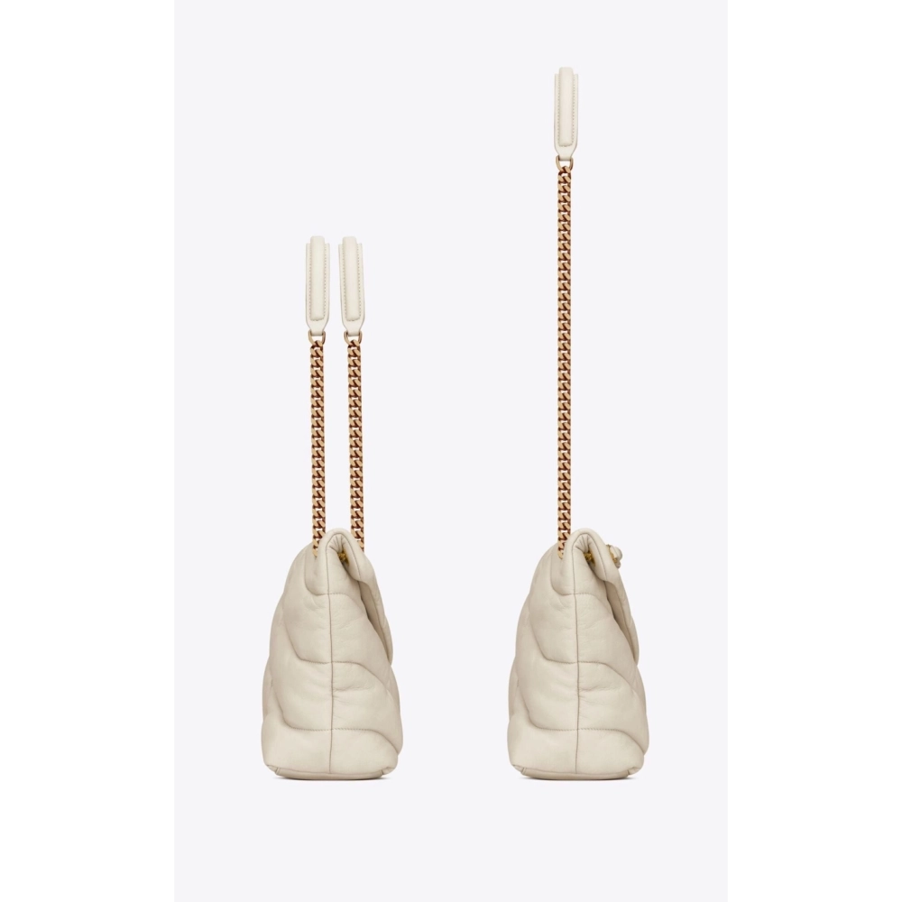Saint Laurent PUFFER MEDIUM BAG IN QUILTED NAPPA LEATHER WHITE,YSL,BAGS