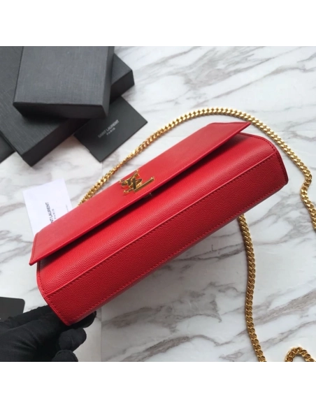 Saint Laurent Red Grained Leather Monogram Medium Kate Flap Bag,YSL,BAGS