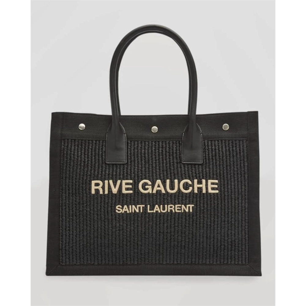 Saint Laurent Rive Gauche Small Tote Bag In Raffia,YSL,BAGS