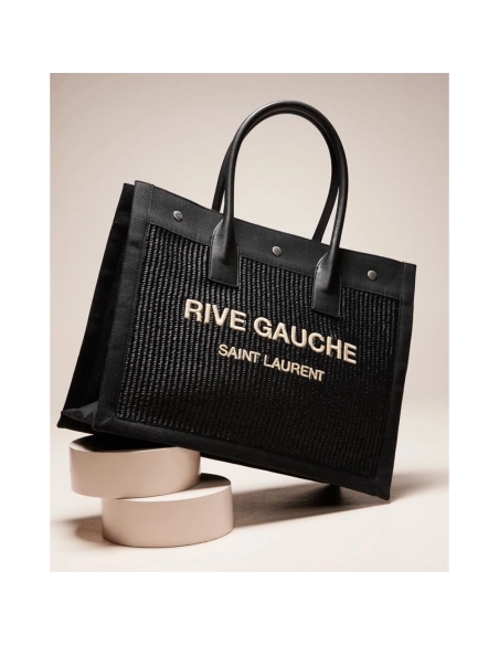 Saint Laurent Rive Gauche Small Tote Bag In Raffia,YSL,BAGS