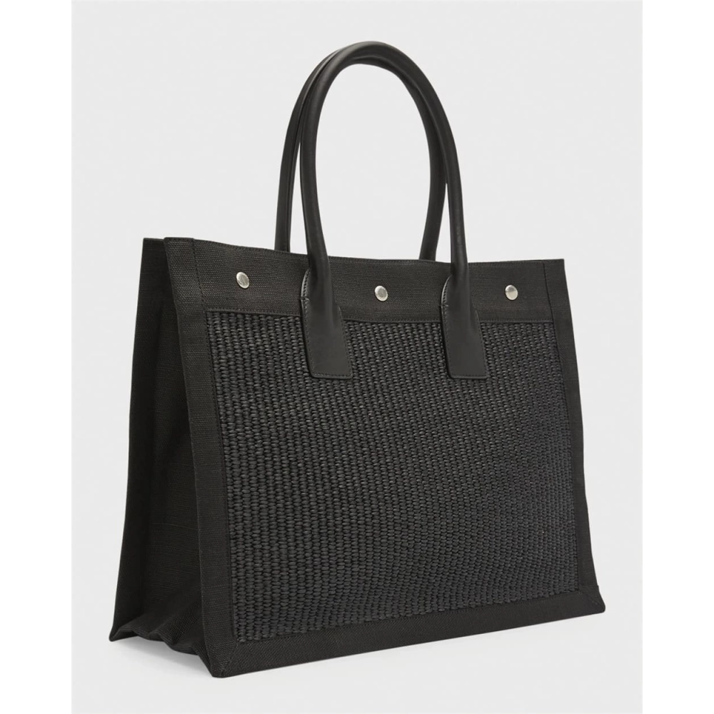 Saint Laurent Rive Gauche Small Tote Bag In Raffia,YSL,BAGS