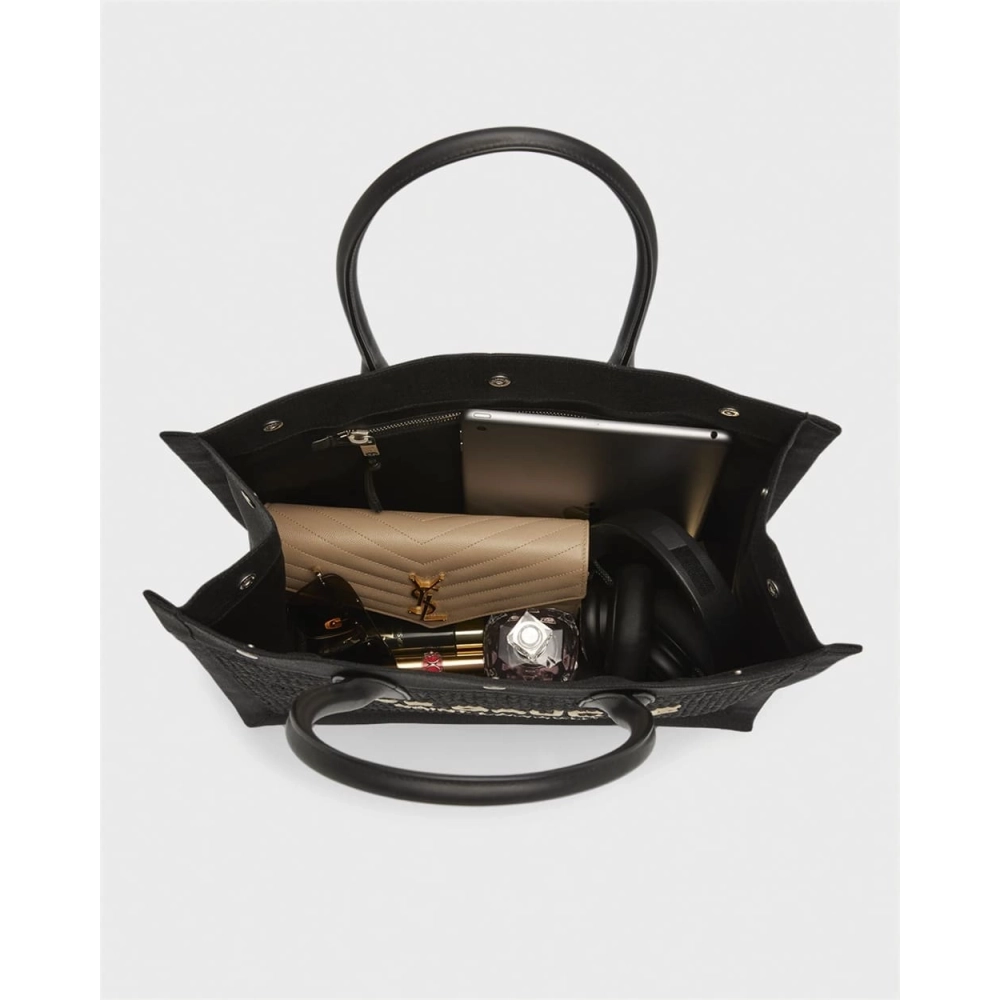 Saint Laurent Rive Gauche Small Tote Bag In Raffia,YSL,BAGS