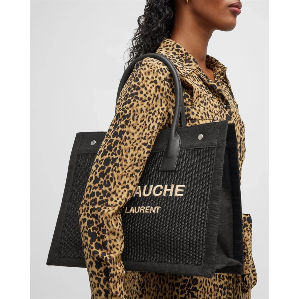 Saint Laurent Rive Gauche Small Tote Bag In Raffia,YSL,BAGS